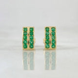 Hoop Earrings Double Rail Emeralds 1.04cts 3.35g / 1/2 in 18K Yellow Gold