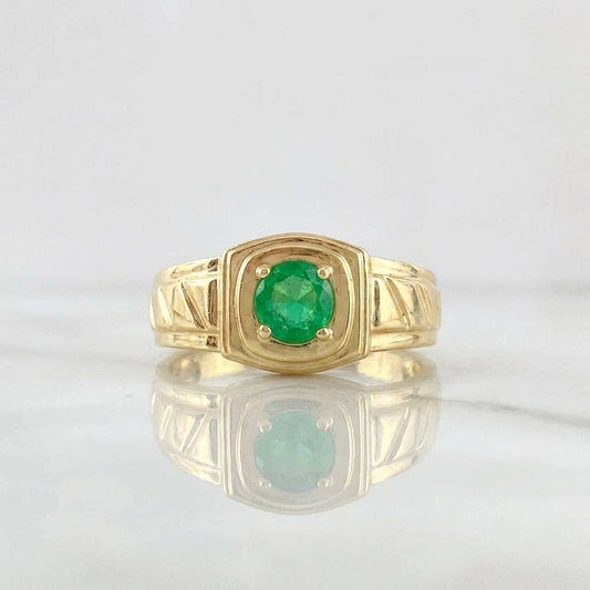 Anillo Solitario Gema Central Esmeraldas 45pts 3.65g / T9 1/4 Oro Amarillo 18K