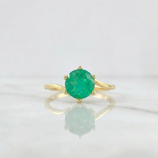 Anillo Solitario Lineas Invertidas Esmeraldas 1.27qts 2.15g / T7 1/2 Oro Amarillo 18K