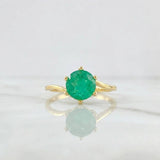 Solitaire Ring with Inverted Lines Emeralds 1.27cts 2.15g / Size 7 1/2 Yellow Gold 18K