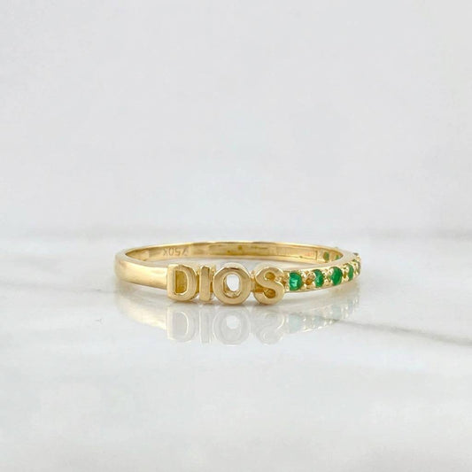 Anillo Dios Esmeralda 14pts Esmeraldas 1.2g / T5 1/2 Oro Amarillo 18K