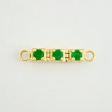 Charm Vertical Trilogy Emeralds 15pts 1.15g / 3/4 in 18K Yellow Gold