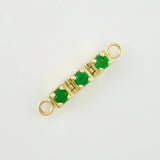 Charm Vertical Trilogy Emeralds 15pts 1.15g / 3/4 in 18K Yellow Gold
