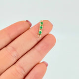 Charm Vertical Trilogy Emeralds 15pts 1.15g / 3/4 in 18K Yellow Gold