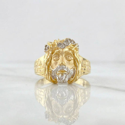 Anillo Rostro Cristo 8.7g / T9 1/4 Dos Oros Amarillo Blanco 18K
