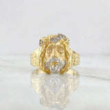 Christ Face Ring 8.7g / Size 9 1/4 Two-Tone Yellow White Gold 18K