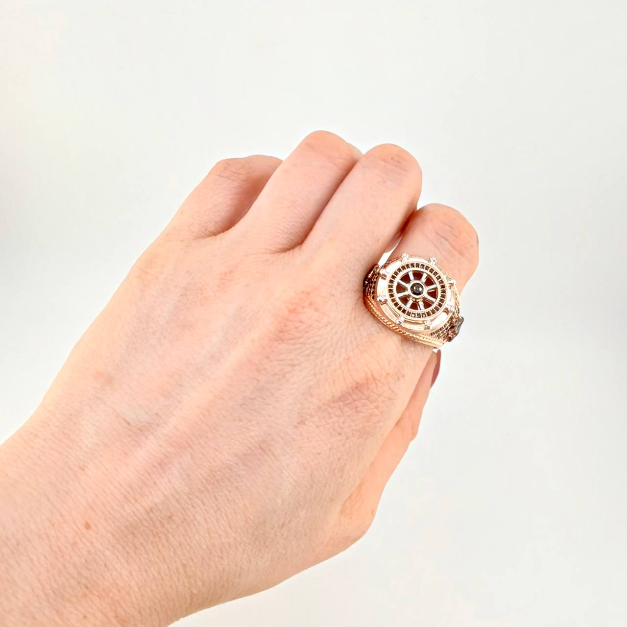 Anillo Timón Móvil 12.7g / T10 1/4 Oro Rosa 18K
