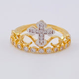 Anillo Corona Cruz 2.3 g / T6 1/4 Oro Amarillo 18K