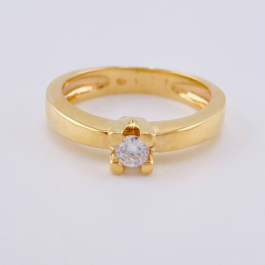 Thick Smooth Solitaire Ring 4 g / T6 18K Yellow Gold