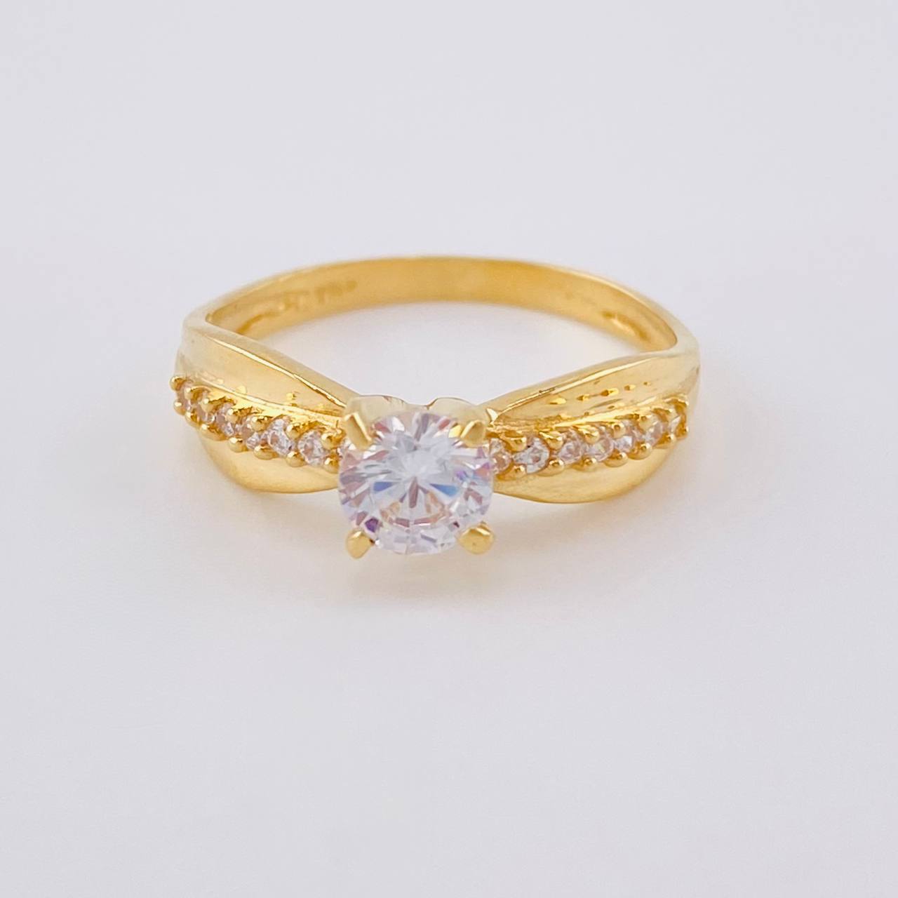 Anillo Solitario Hoja Palma Lateral 2.9 g / T6 Oro Amarillo 18K
