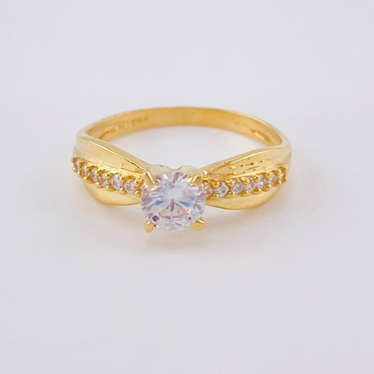 Solitaire Ring with Side Palm Leaf 2.9 g / T6 Yellow Gold 18K