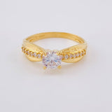 Anillo Solitario Hoja Palma Lateral 2.9 g / T6 Oro Amarillo 18K