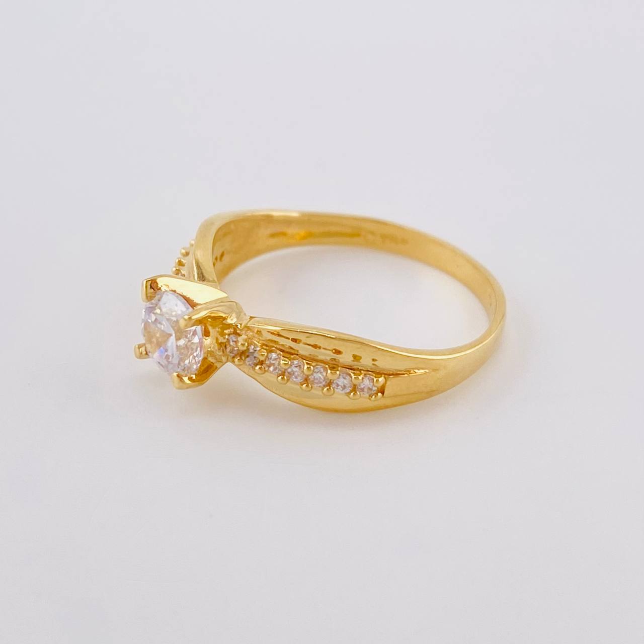 Anillo Solitario Hoja Palma Lateral 2.9 g / T6 Oro Amarillo 18K