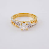 Solitaire Ring with Diagonal Band Brilliant 2.75 g / T4 3/4 Two-Tone Yellow White Gold 18K