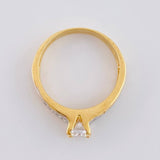 Solitaire Ring with Diagonal Band Brilliant 2.75 g / T4 3/4 Two-Tone Yellow White Gold 18K