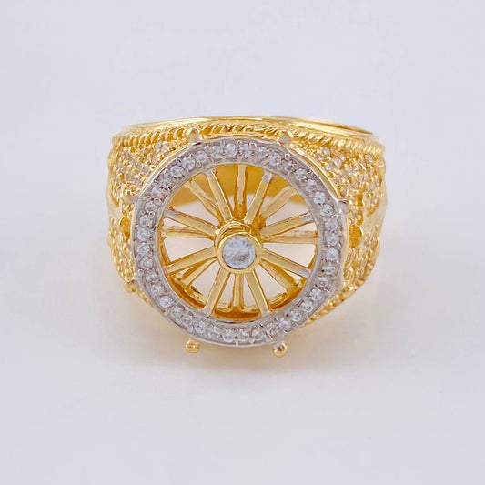 Movable Wheel Ring 13 g / T11 1/2 Two Yellow White Gold 18K