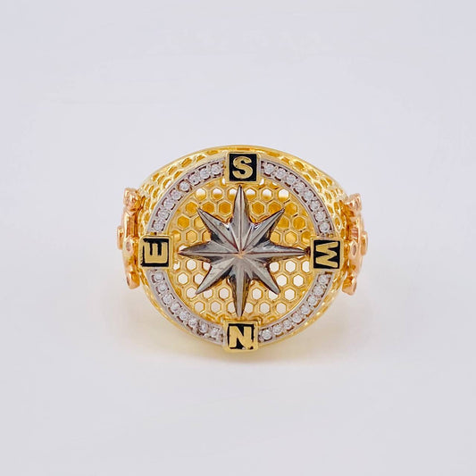 Compass Star Cardinal Ring 9.65 g / T10 1/4 Three Golds 18K
