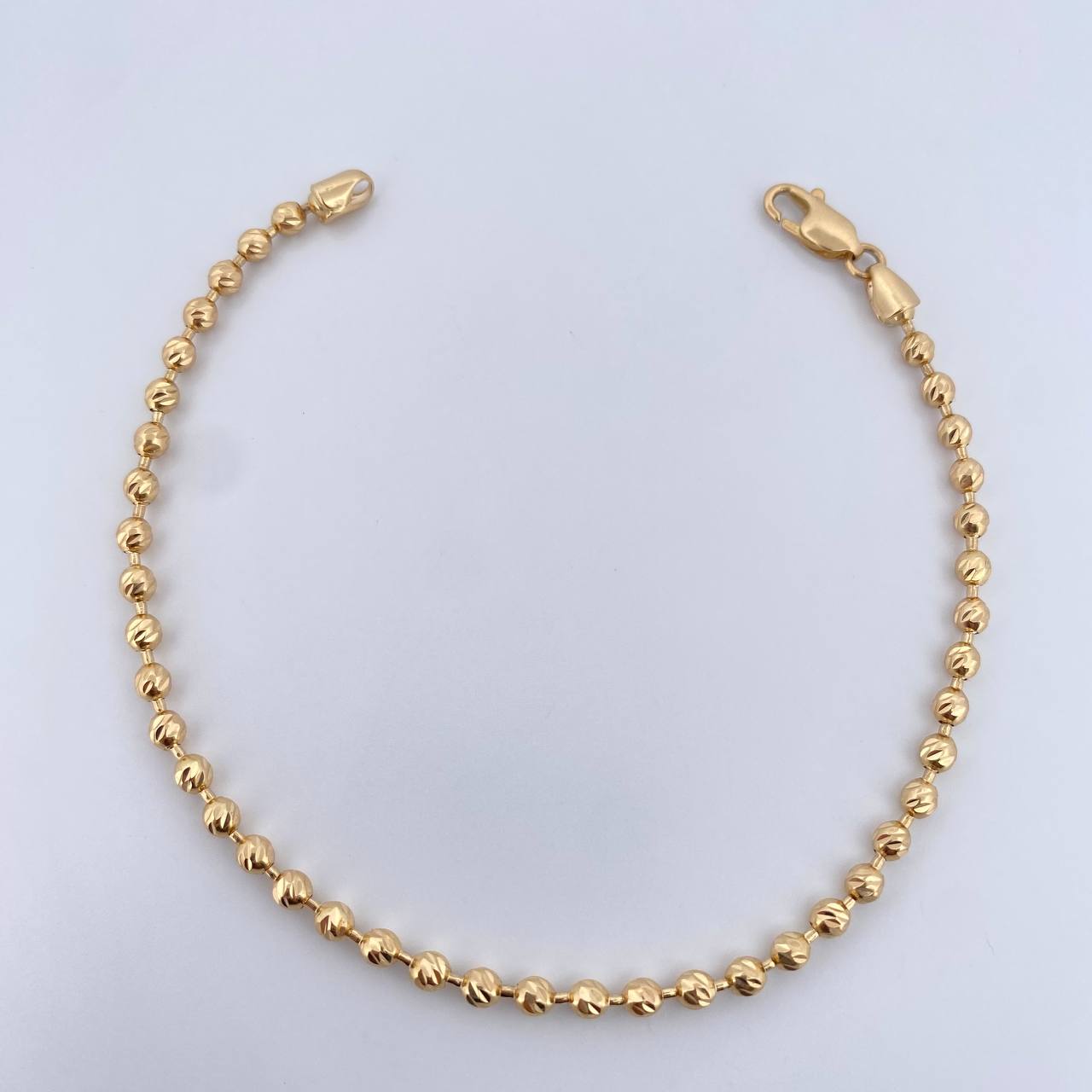 Bracelet Bracelet 7gr / 20.8cm / 3mm Beads Diamond Cut 18K Yellow Gold &