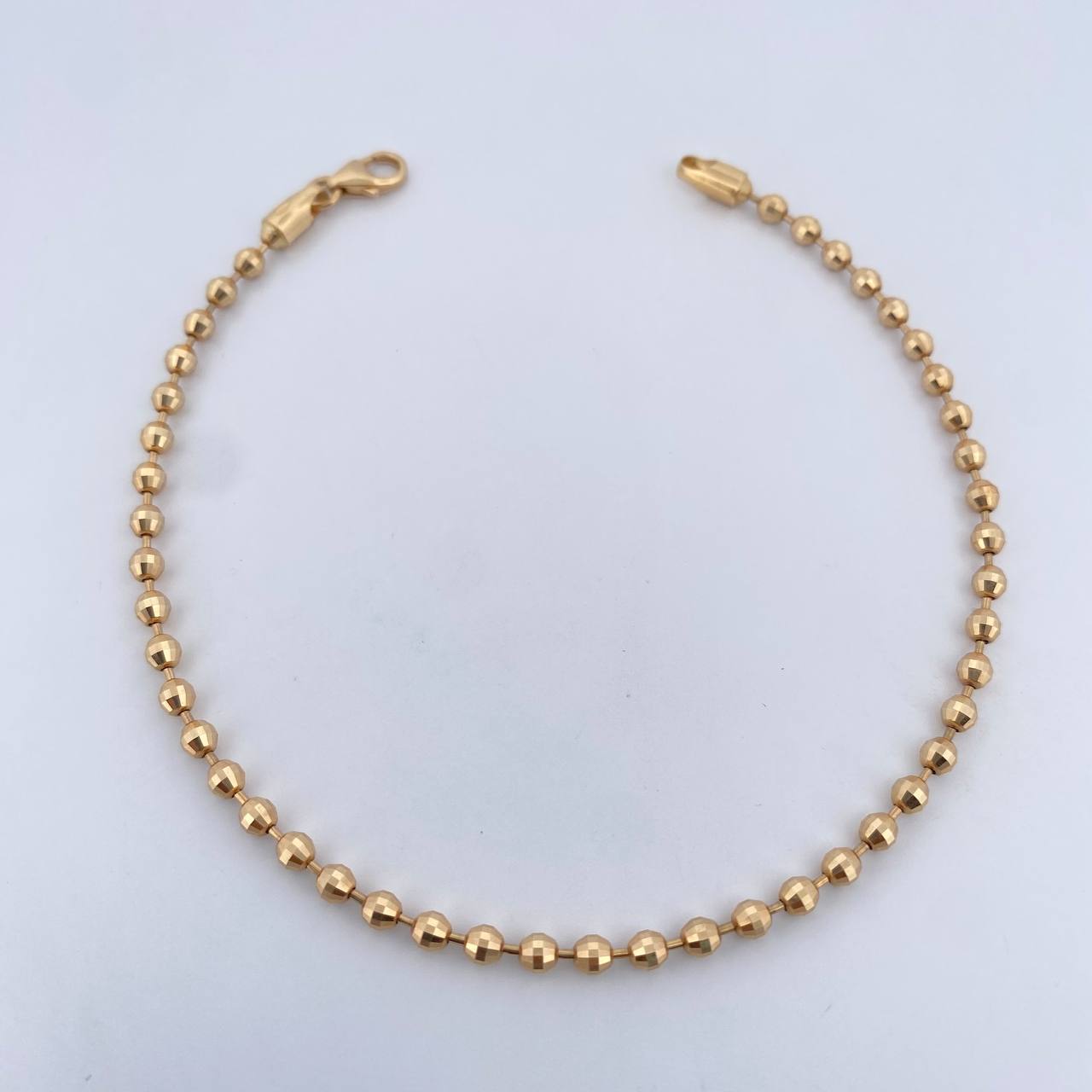 Bracelet Bracelet 7gr / 20.8cm / 3mm Beads Diamond Cut 18K Yellow Gold &