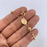 Bracelet Virgin Miraculous Denarius 4.6gr / 19.5cm / 5mm Beads Diamond Cut 18K Yellow Gold &