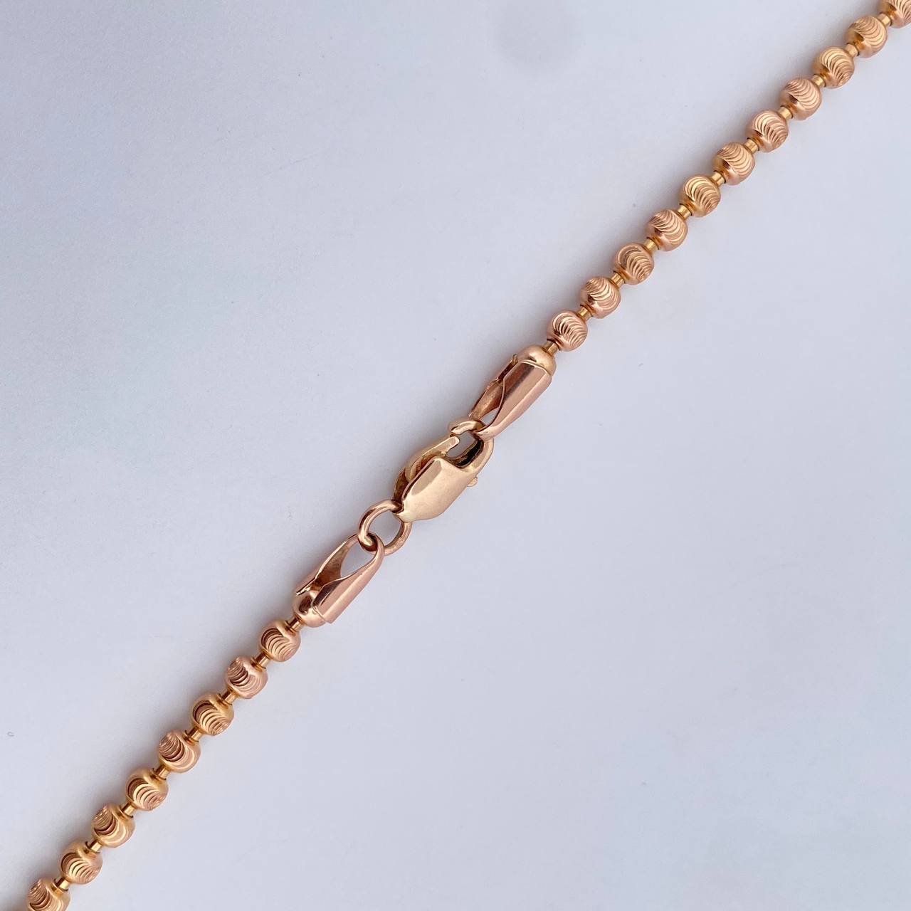 Cadena Militar 21.15gr / 62.5cm / 3mm Bolas Diamantadas Oro Rosa +3 18K &