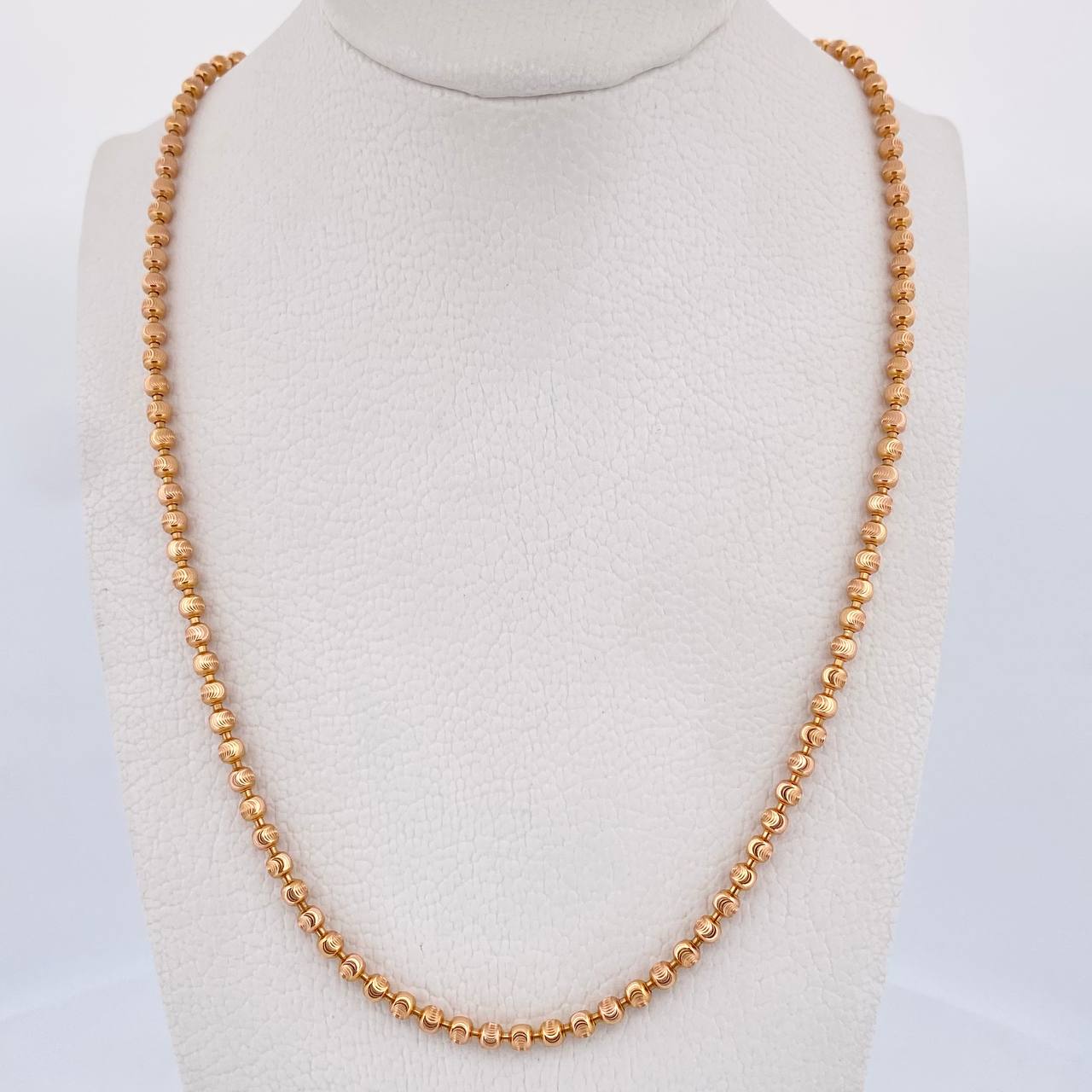 Cadena Militar 21.15gr / 62.5cm / 3mm Bolas Diamantadas Oro Rosa +3 18K &