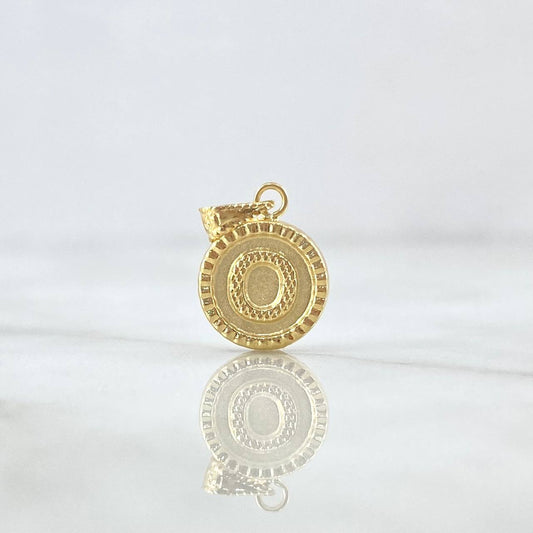 Pendant Letter O Matte 0.55gr / 1.7cm / Bordered Charger Circle 18K Yellow Gold