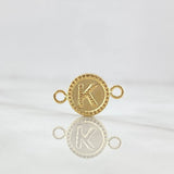 Herraje Letra K Mate 0.6gr / 1.7cm / Circular Bordeado Oro Amarillo 18K