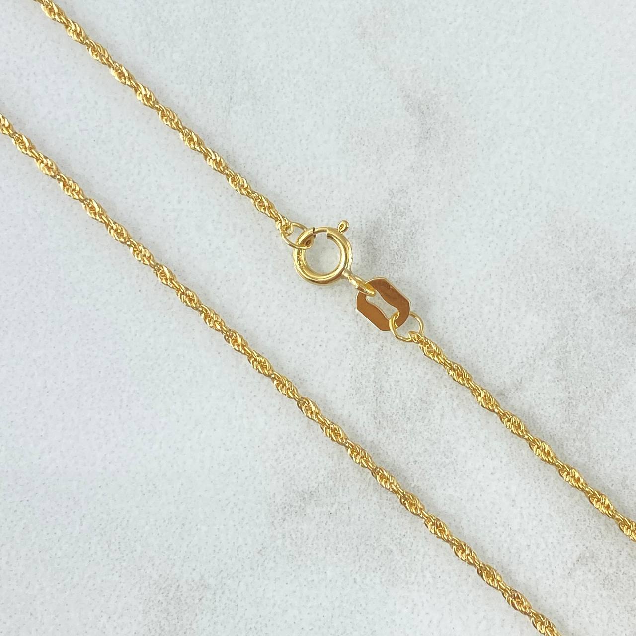 Set Cadena Lazo 0.95gr / 50cm / 1.2mm + Dije Cruz 0.25gr / 1.5cm Lisa 1.2gr Oro Amarillo 18K (Oferta) *