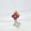 Pendant Textured Edge Flower 1.15gr / 1.5cm / Fuchsia Zircons 18K Yellow Gold ©