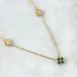 Cadena Aro Seguido Flor Trebol VCyA 6.05gr / 50cm / 1.5mm Diamantado Circones Verdes Oro Amarillo  18K *