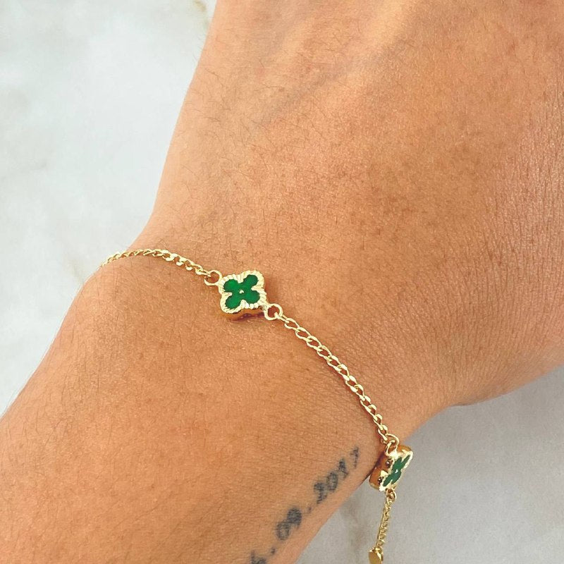 Wheat Bracelet Clover 2.6gr / 6.7in / 18K Gold