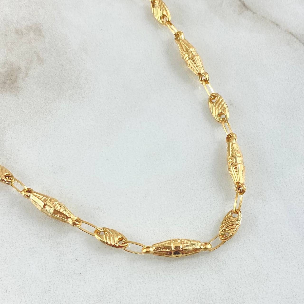 Cadena Rustica Dubai Rayado 9.5gr / 60cm / Oro 18K