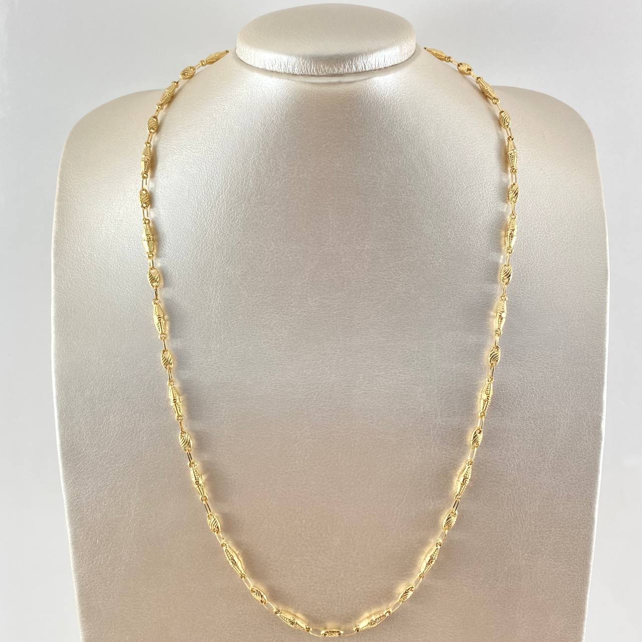 Cadena Rustica Dubai Rayado 9.5gr / 60cm / Oro 18K