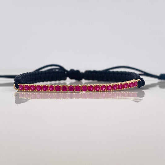 Pulsera Tejida Negra Tennis Oro Amarillo 18K
