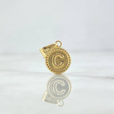Pendant Letter C Polished 0.6gr / 1.9cm / Yellow Gold 18K Bordered Circle