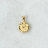 Pendant Letter K Matte 0.6gr / 1.5cm / Yellow Gold 18K Bordered Charger Circle