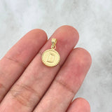 Pendant Letter D Mate 0.6gr / 1.5cm / Yellow Gold 18K Bordered Charger Circle