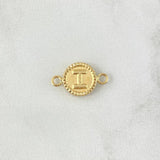 Herraje Letra I Mate 0.6gr / 1.6cm-Circular Bordeado  Oro Amarillo 18K *
