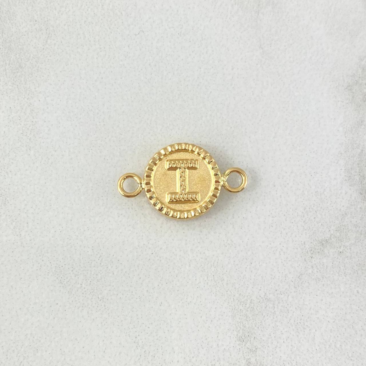 Charm Letter I 0.6gr / 0.7in / Bordered Circle 18K Gold ©