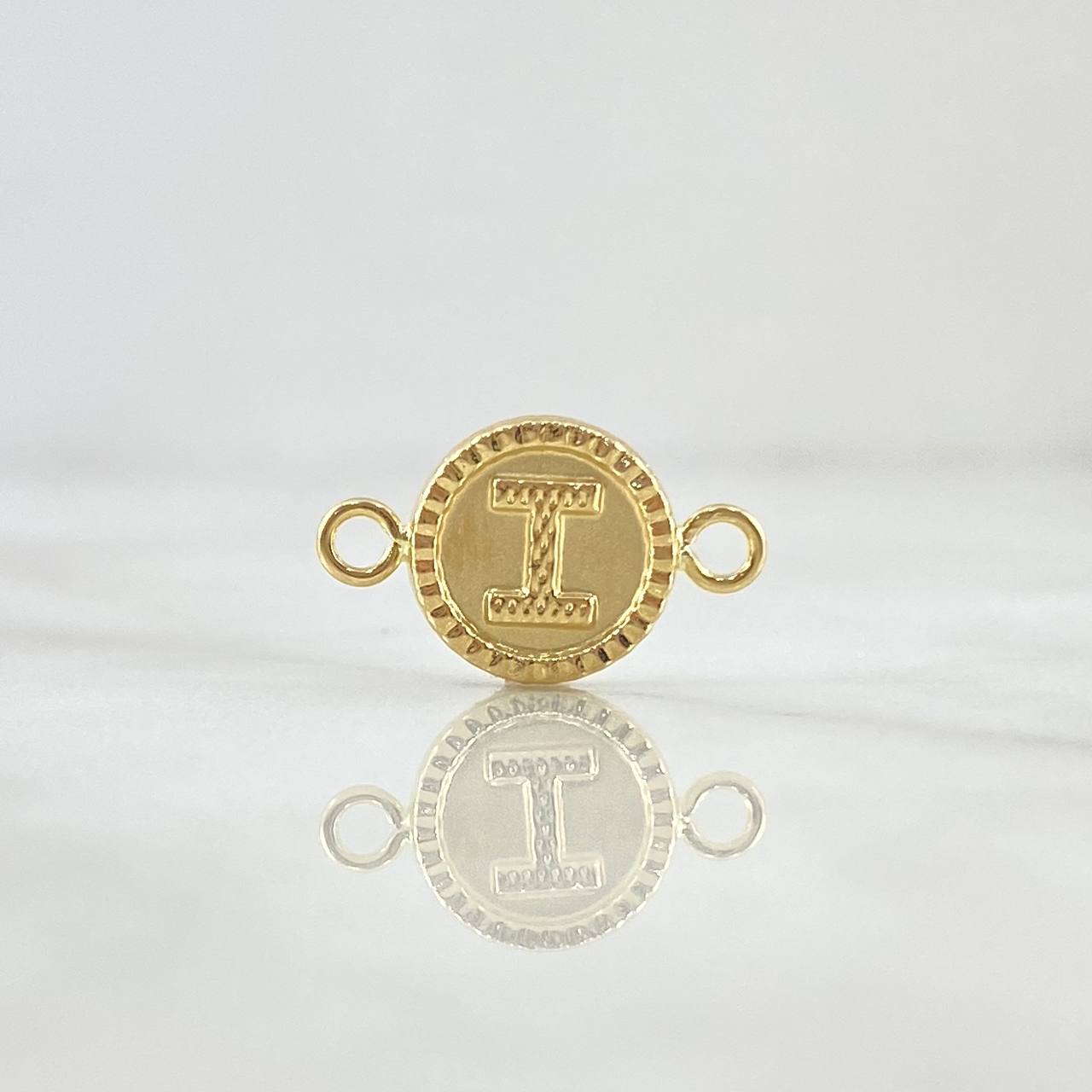 Charm Letter I 0.6gr / 0.7in / Bordered Circle 18K Gold ©