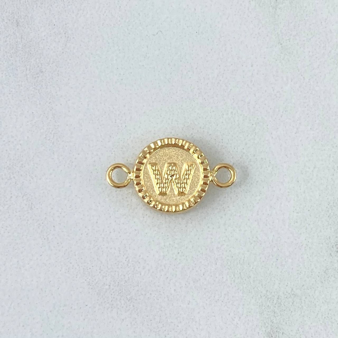 Charm Letter W Matte 0.55gr / 1.7cm-Outlined Circle 18K Yellow Gold