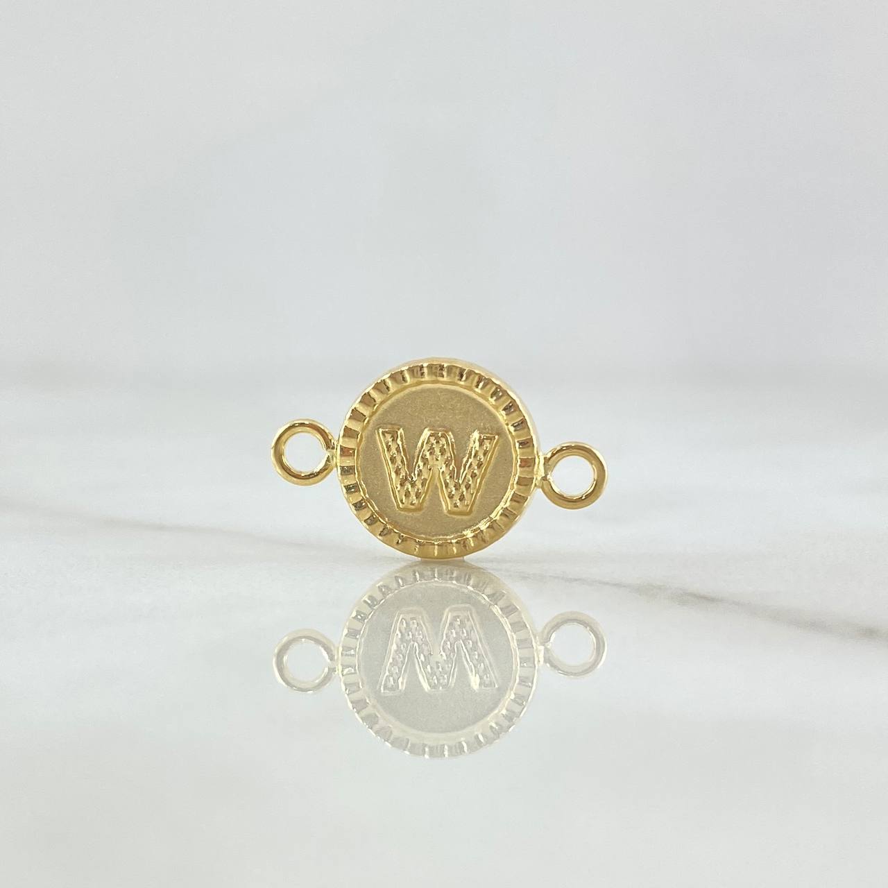 Charm Letter W Matte 0.55gr / 1.7cm-Outlined Circle 18K Yellow Gold