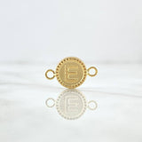 Herraje Letra E Mate 0.65gr / 1.7cm / Circulo Bordeado Oro Amarillo 18K