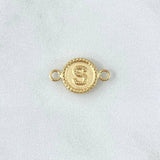 Herraje Letra S Mate 0.6gr / 1.7cm / Circulo Bordeado  Oro Amarillo 18K *