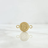 Herraje Letra S Mate 0.6gr / 1.7cm / Circulo Bordeado  Oro Amarillo 18K *