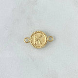Herraje Letra K Mate 0.6gr / 1.7cm / Circular Bordeado Oro Amarillo 18K