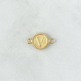 Charm Letter V Matte 0.6gr / 1cm-1.7cm / Yellow Gold 18K Bordered Circle ©