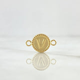 Charm Letter V Matte 0.55gr / 1cm-1.7cm / Yellow Gold 18K Bordered Circle ©