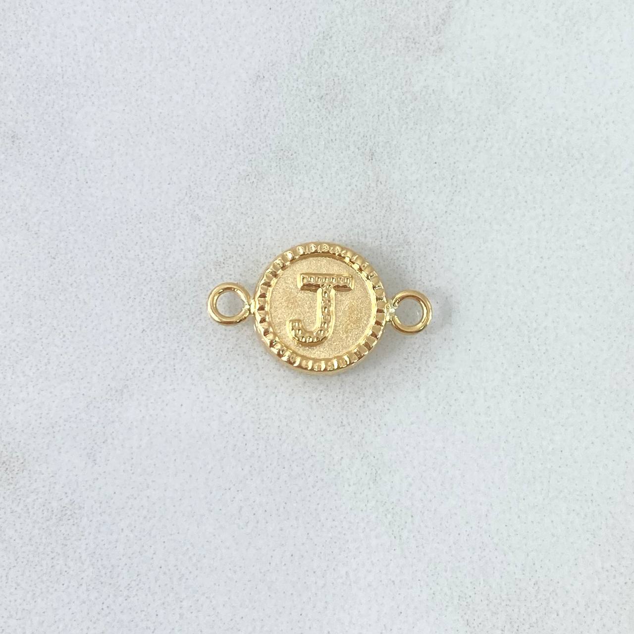 Herraje Letra J Mate 0.6gr / 1.7cm / Circulo Bordeado Oro Amarillo 18K